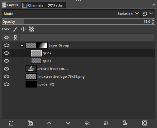 GIMP layers menu