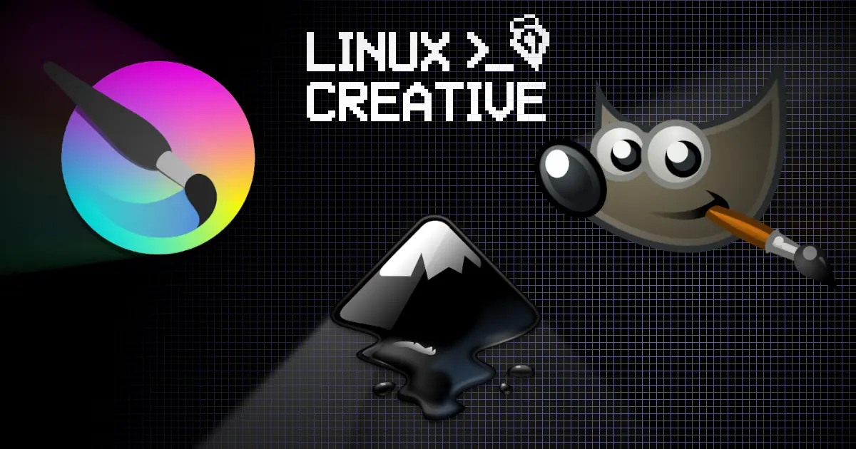 article header image featuring GIMP, Krita, and Inkscape logos