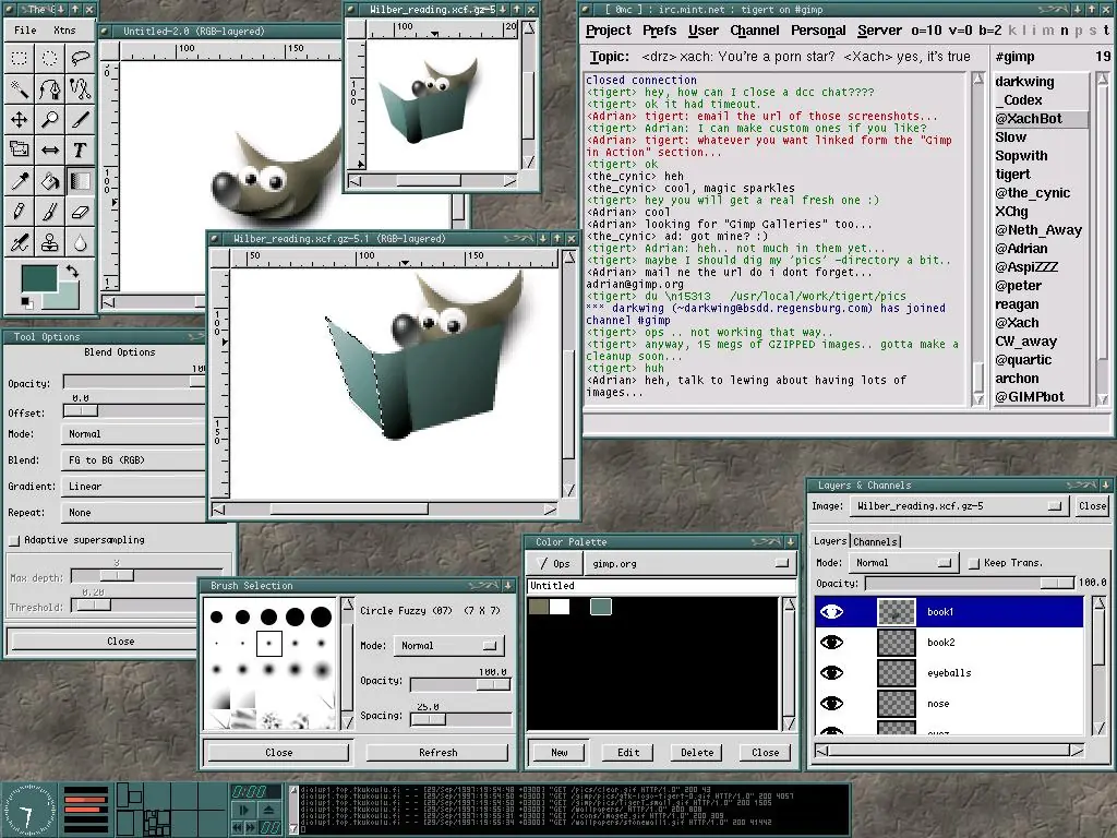 an old screenshot of GIMP verison 1.02